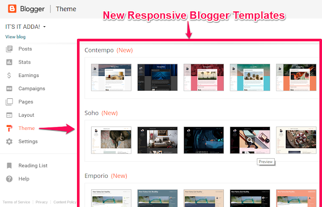 Blogger New Themes 2017 - Screenshot