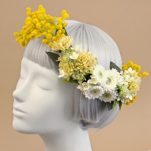 ミモザの花冠＿ウェディングヘッドドレス・花髪飾りairaka