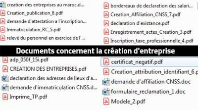 Documents concernent la création d'entreprise