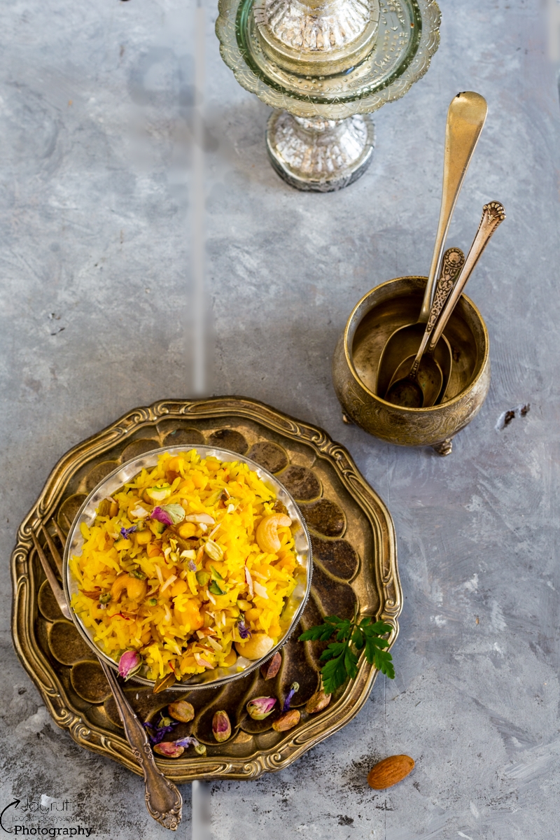 Biranj Gujarati Sweet Rice and Bengal Gram with Nuts, Raisins and Aromatic Spices Jagruti's