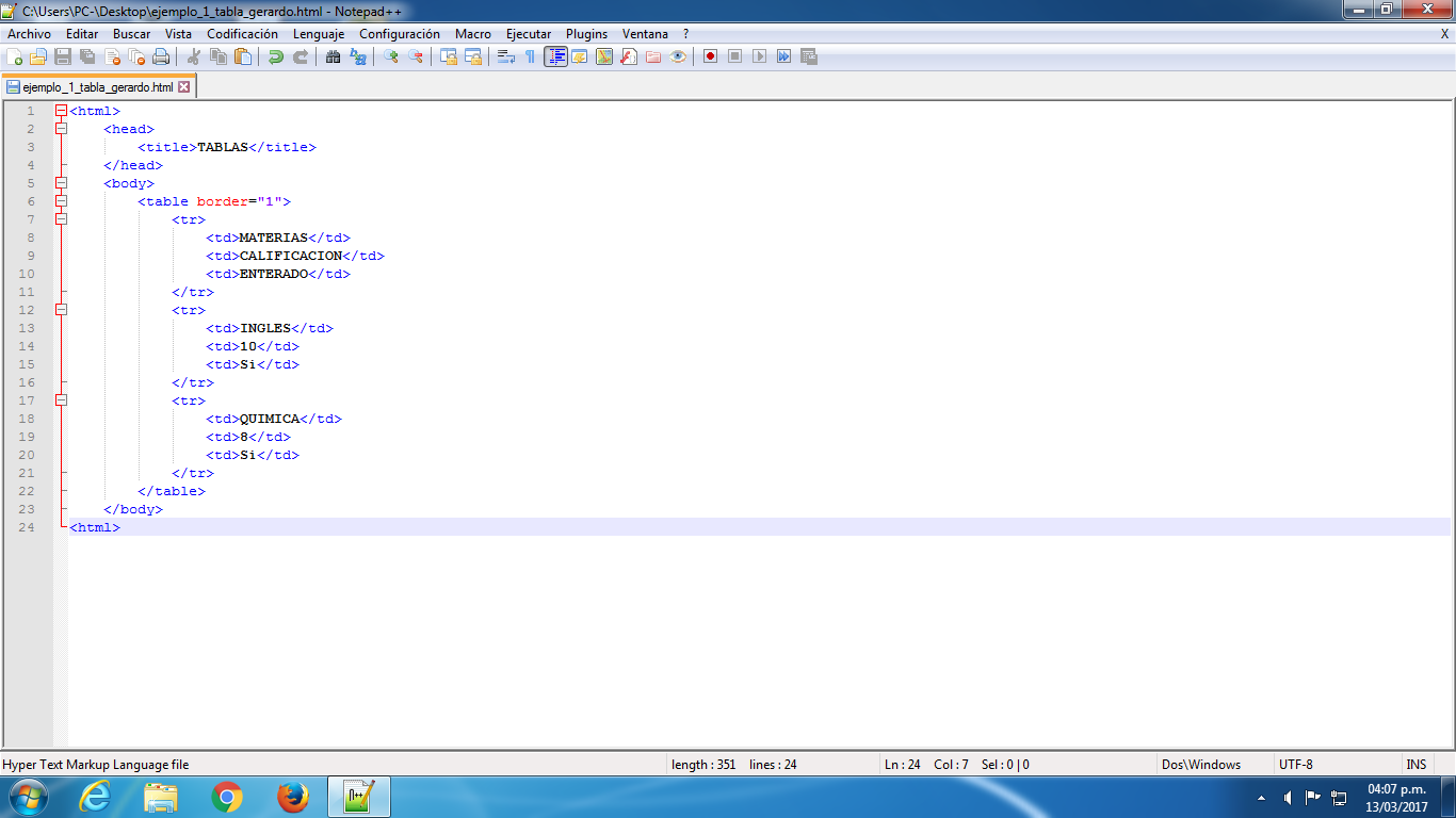 Programador Gerardo EJEMPLO DE TABLA HTML