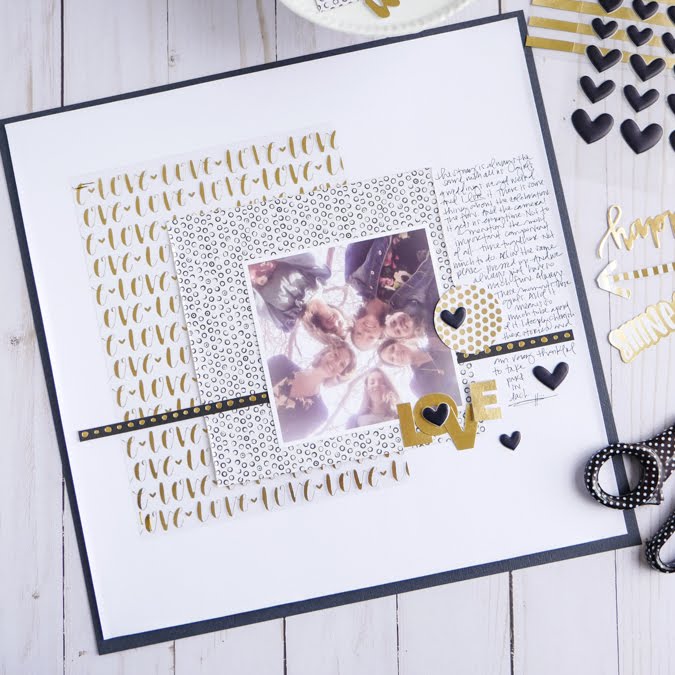 How to Add Gold Foil Glam on a Page Layout by Jamie Pate for Bella Blvd | @jamiepate for @bellablvd