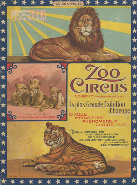 programme papier pour guider les visiteurs de la menagerie du Guide officiel du Zoo Circus  des frères Alfred Court et Jules Court