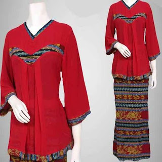 model baju kurung kombinasi batik dan polos