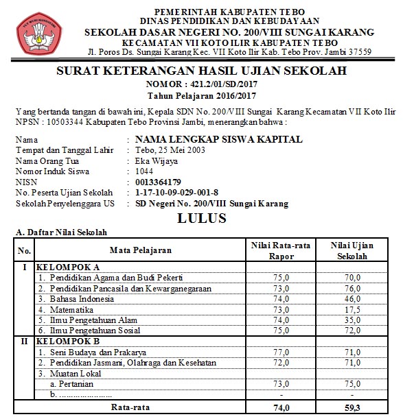 Contoh Format Skhus Sd Tahun Pelajaran 2016/2017 Ktsp 2006 Contoh Format Skhus Sd Tahun Pelajaran 2016/2017 Ktsp 2006