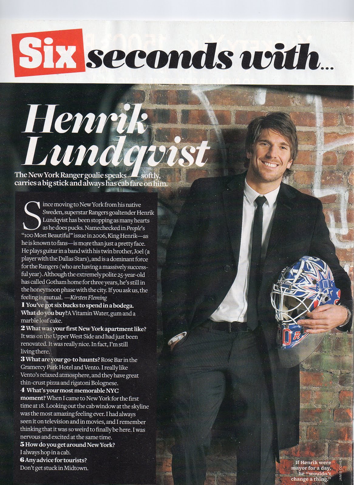 The Henrik Lundqvist Blog: Six Seconds With Henrik ...