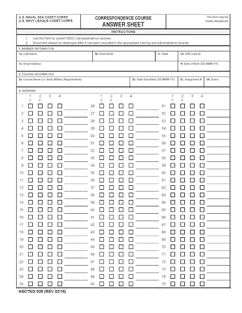 Sea cadet coursework answer sheet image