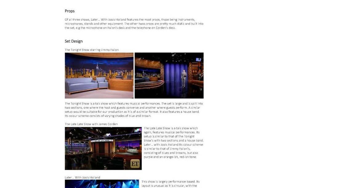 Costume, Prop and Set