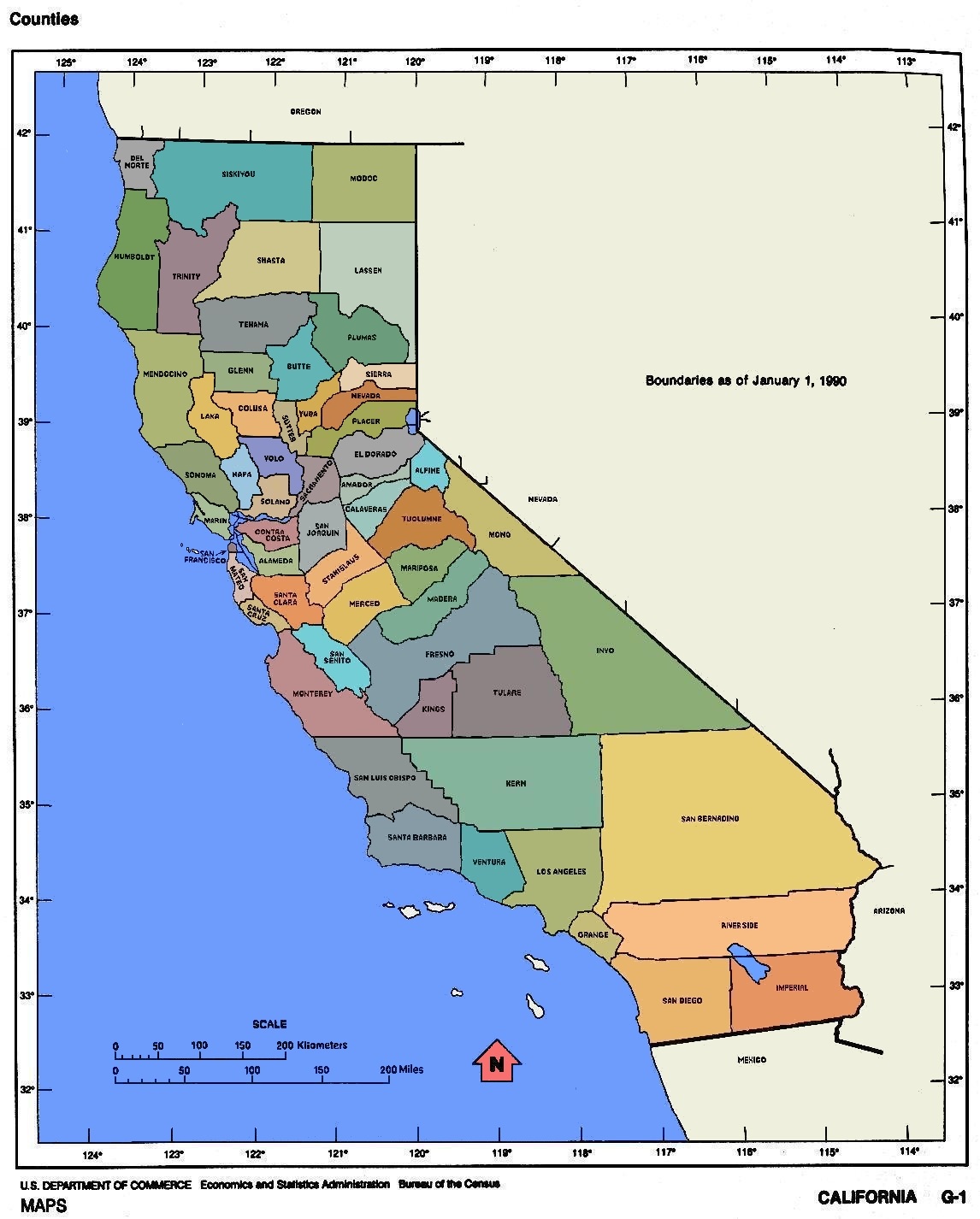 California Map With Cities Printable