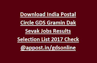 Download India Postal Circle GDS Gramin Dak Sevak Jobs Results Selection List 2017 Check @appost.in/gdsonline