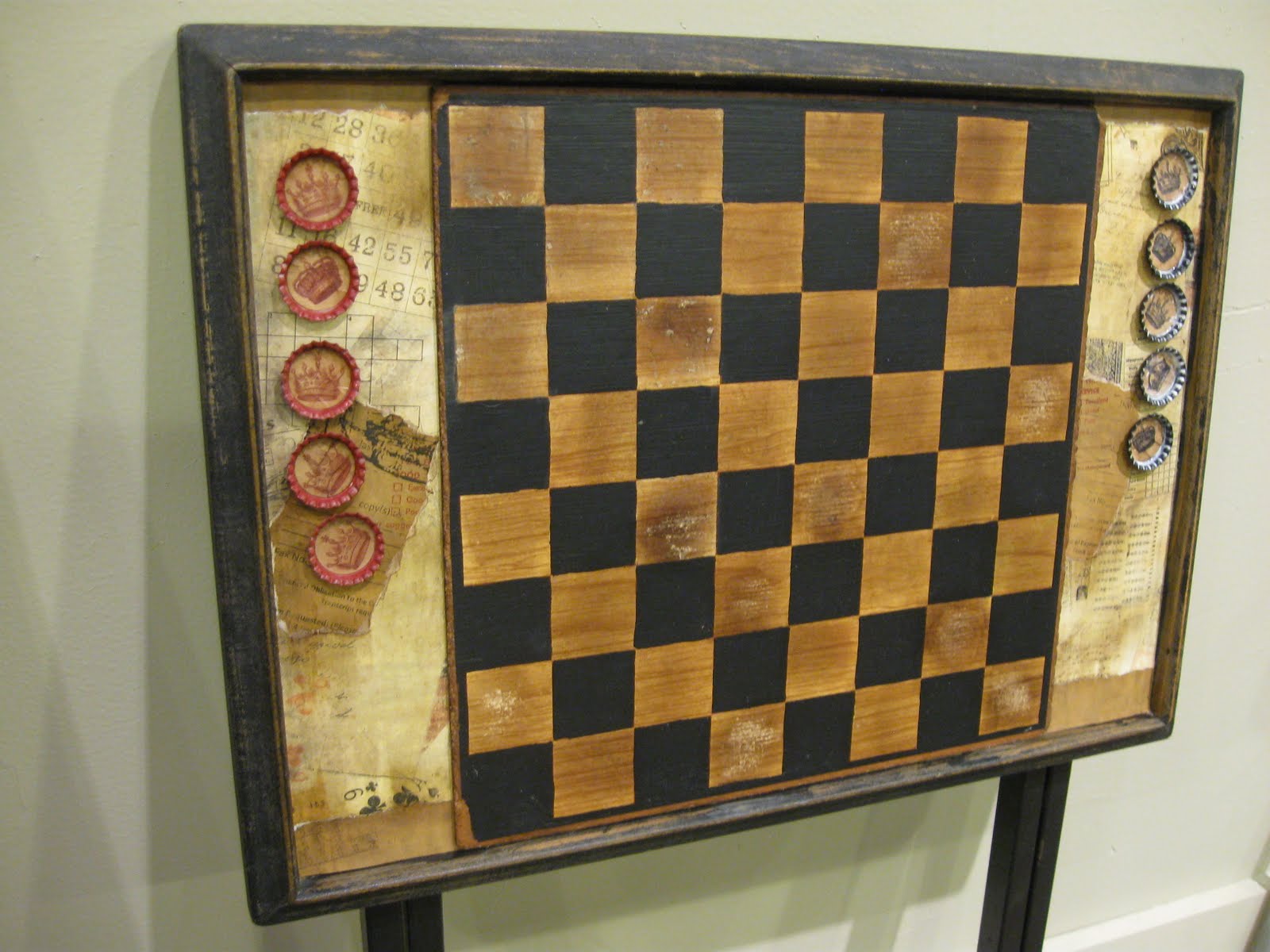Dippity Dot: TV Tray turned Checker Board Game