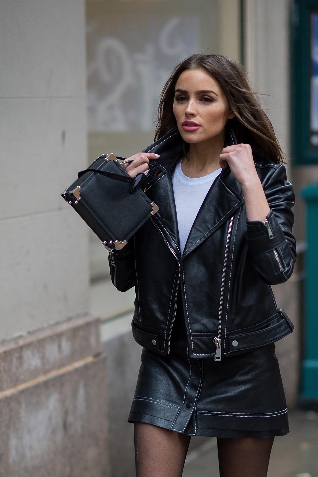 Lovely Ladies in Leather: Olivia Culpo in a leather suit