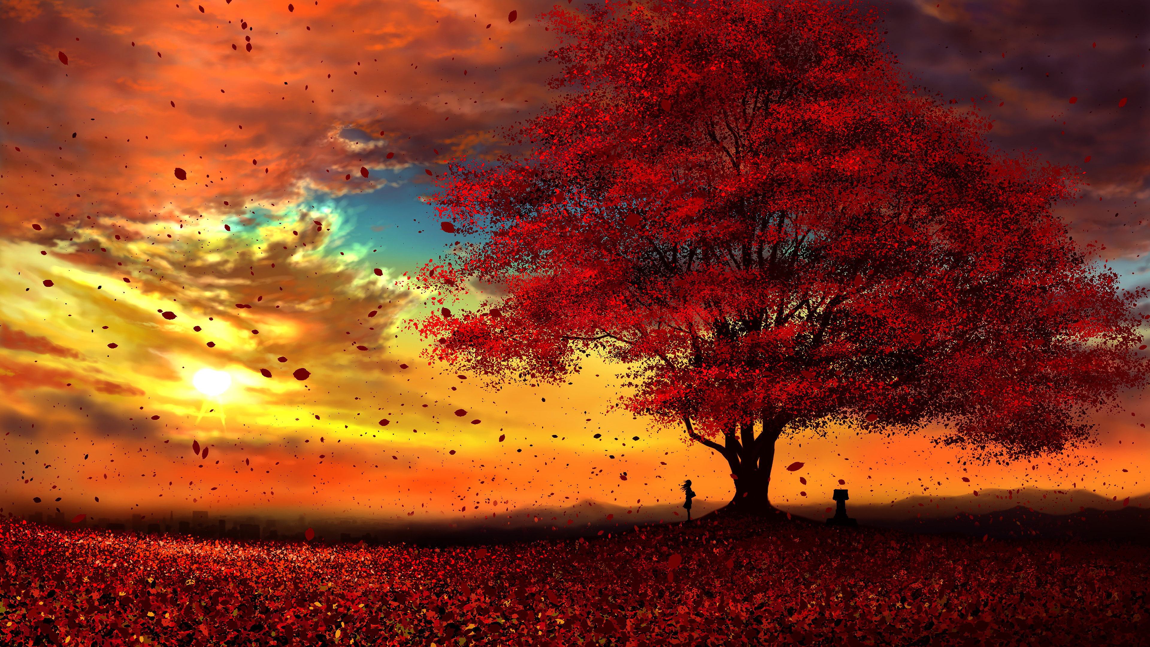 Anime, Autumn, Scenery, Sunset, 4K, 3840x2160, #46 Wallpaper
