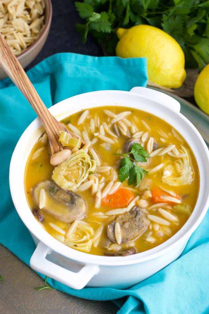 LOADED LEMON ARTICHOKE ORZO SOUP RECIPE Danely Maria