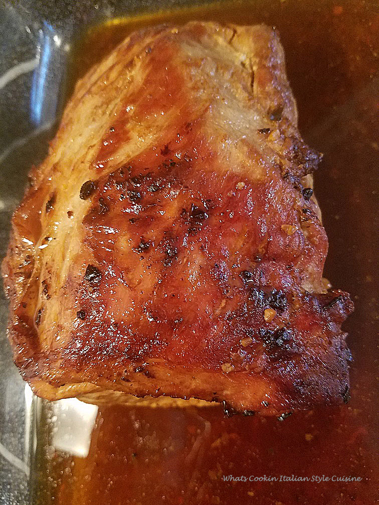 This is a smoked pork tenderloin seared on both sides with garlic and  spices then put in a dutch oven to be slow cooked with a smoky flavor without a smoker