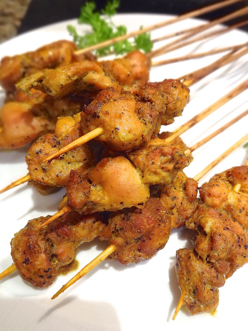 Scrumpdillyicious Chicken Satays with Spicy Peanut Sauce