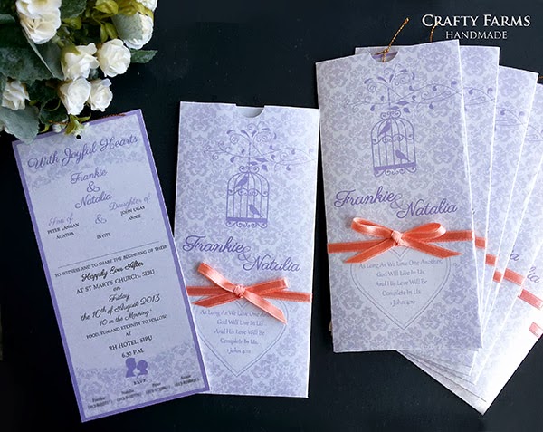 wedding card malaysia crafty farms handmade lavendar peach
