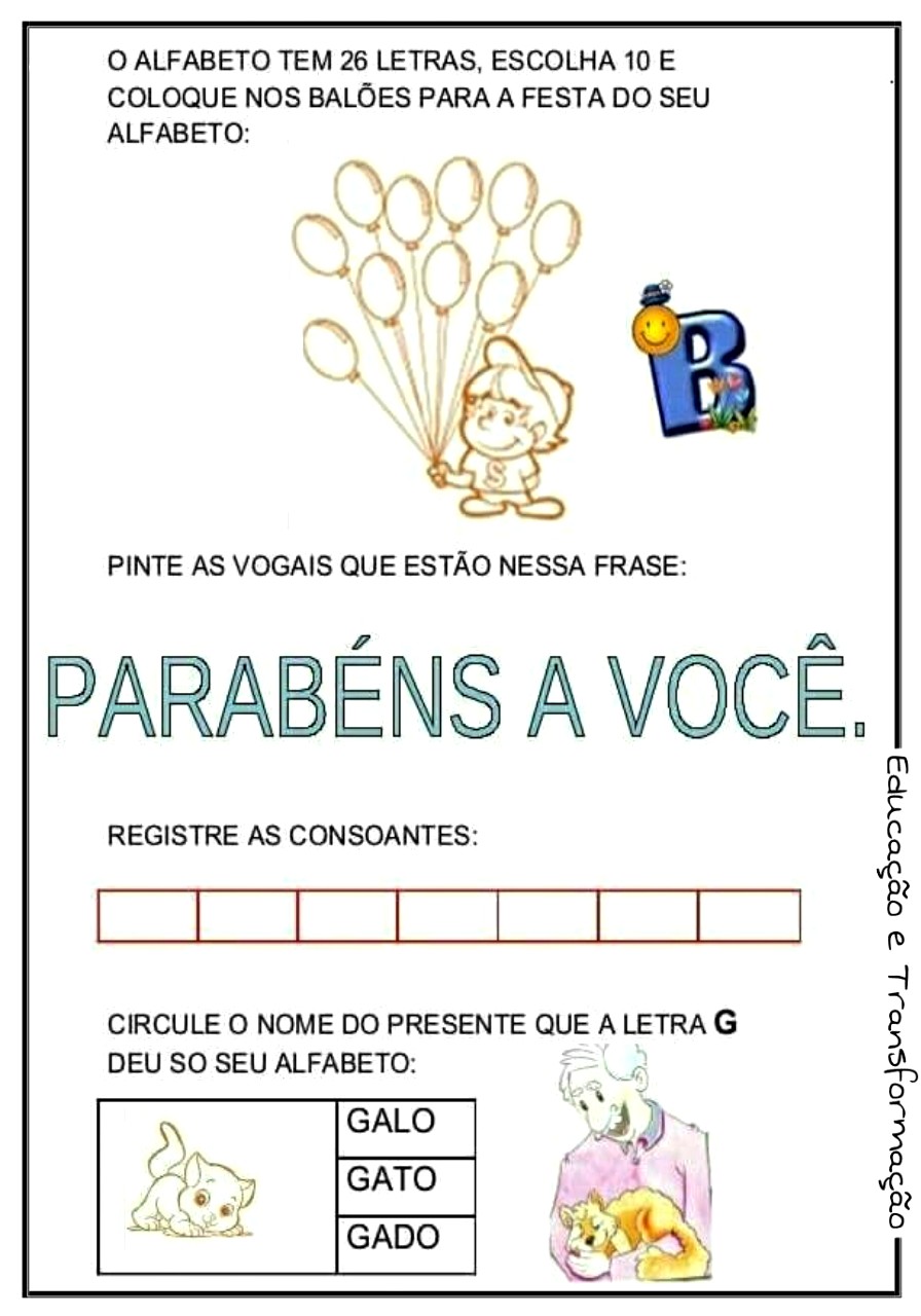 Blog Educação e Transformação: 👍 Atividades: O aniversário do Seu