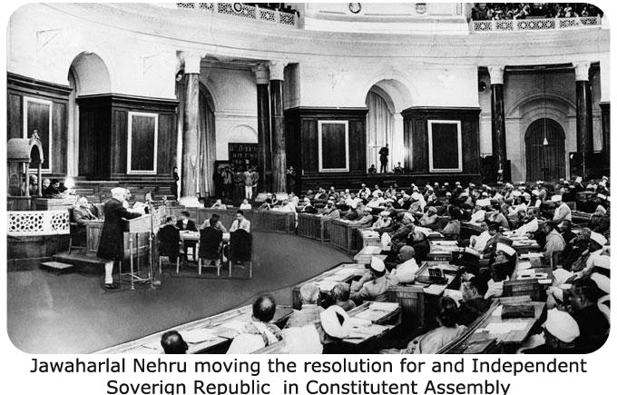 Jawaharlal Nehru moving the resolution for and Independent Sverign Republic in Constituent Assembly