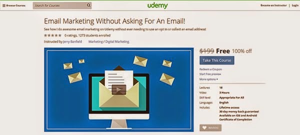 دورات تدريبية في التسويق عبر البريد الإلكتروني ويوتيوب بتكلفة 700 دولار مجانا من موقع udemy