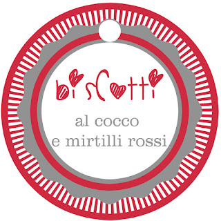 etichetta biscotti al cocco e mirtilli rossi