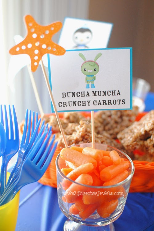 Octonauts Birthday Party Food Ideas | Tweak's Buncha Muncha Crunchy Carrots | Under the Sea Party at directorjewels.com
