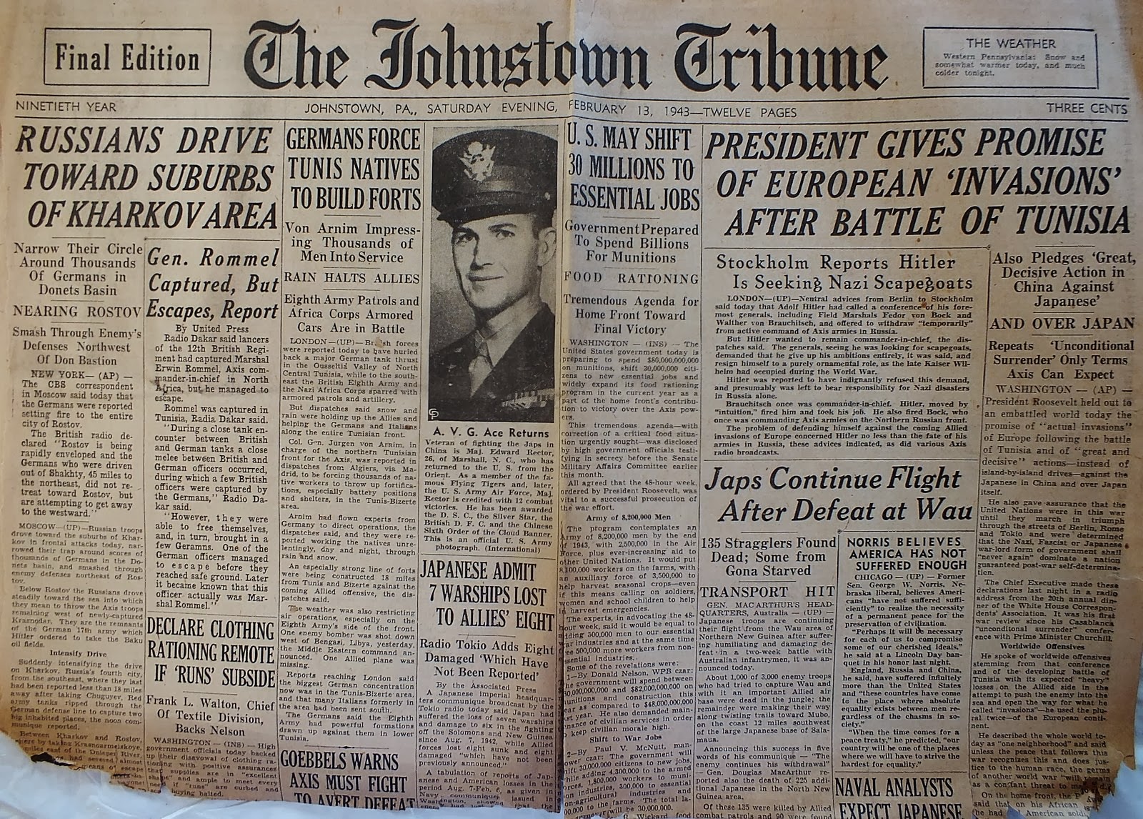 The Johnstown Tribune - WWII: February 13, 1943: PRESIDENT GIVES ...