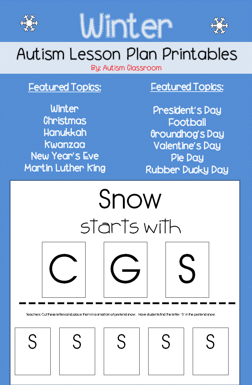 Autism Classroom: December Printables for Autism Classrooms and Special ...