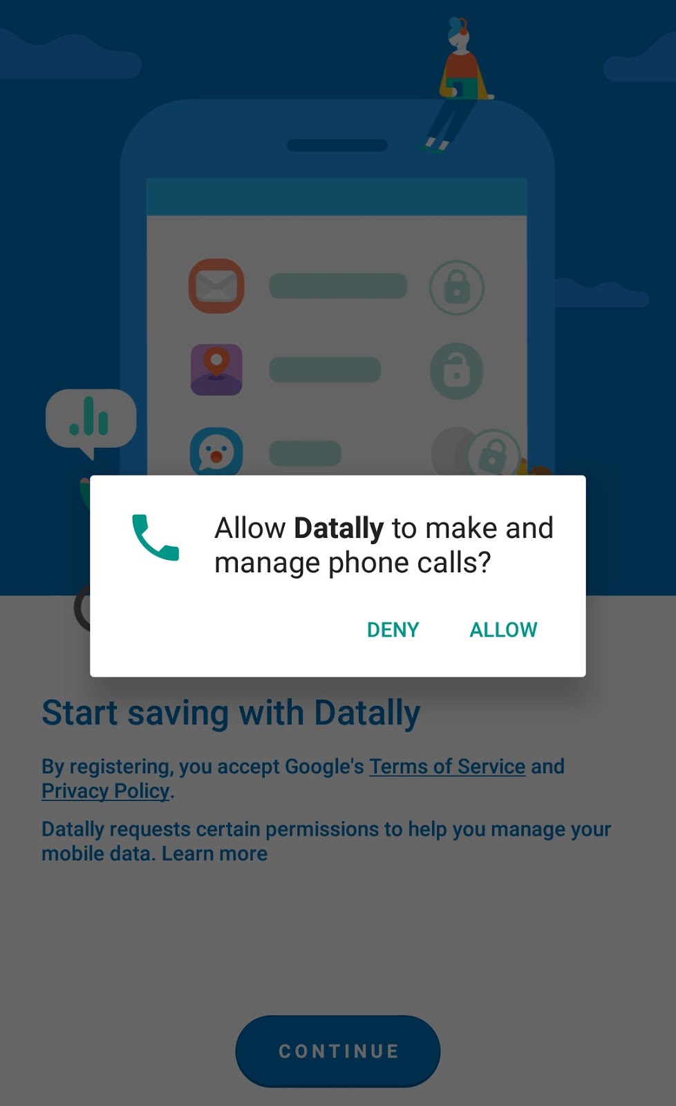 Setting the permissions for Google's Datally