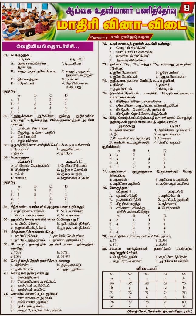 TNPSC Lab Assistant Model Question Papers 2018