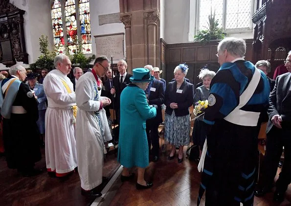 Queen Elizabeth and Duke of Edinburgh Prince Philip attended Royal Maundy service held at Leicester Cathedral in Leicester city of UK