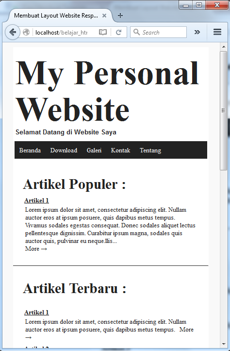 Membuat Desain Layout Website Responsive dengan HTML5 - My Personal Blog