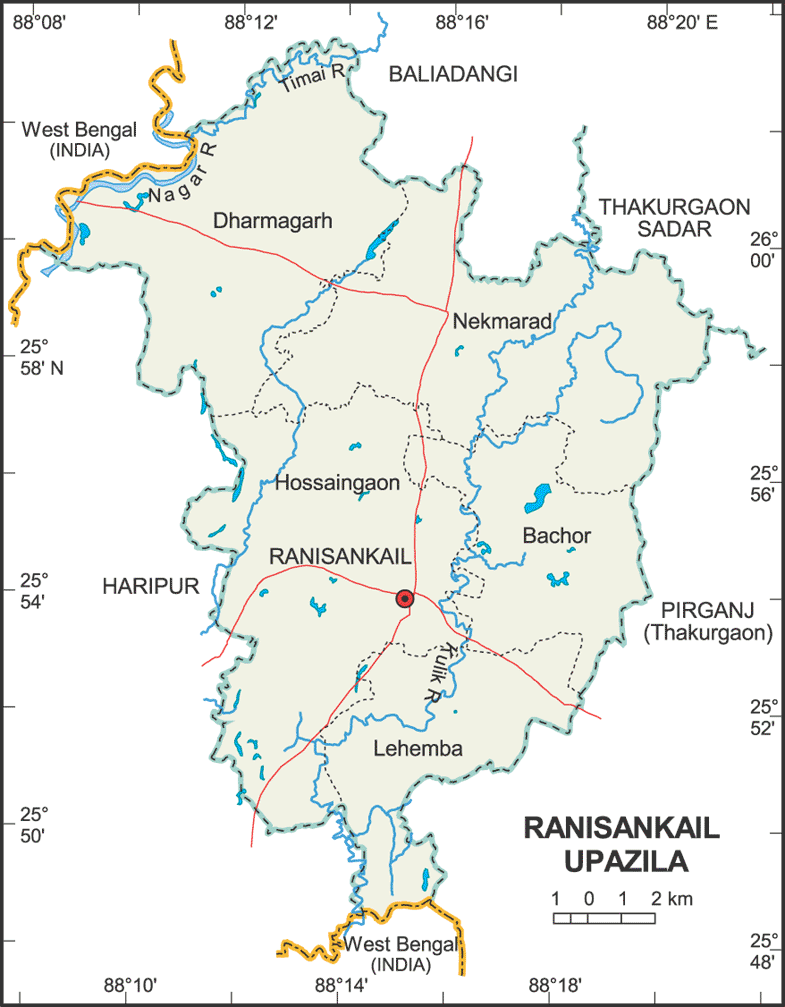 Ranisankail Upazila Map Thakurgaon District Bangladesh
