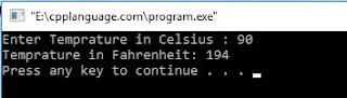 C++ code for Convert Celsius to Fahrenheit