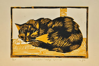 Cat linocut 