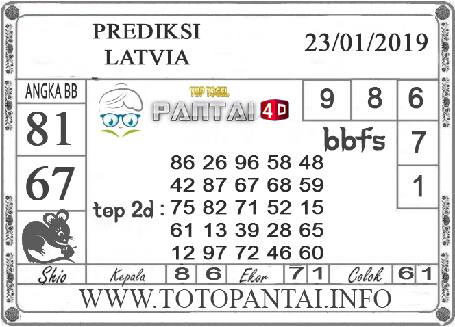 Prediksi Togel “LATVIA” PANTAI4D 22 JANUARI 2019