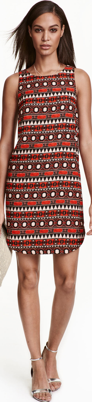 H&M Sleeveless Dress Red Patterned