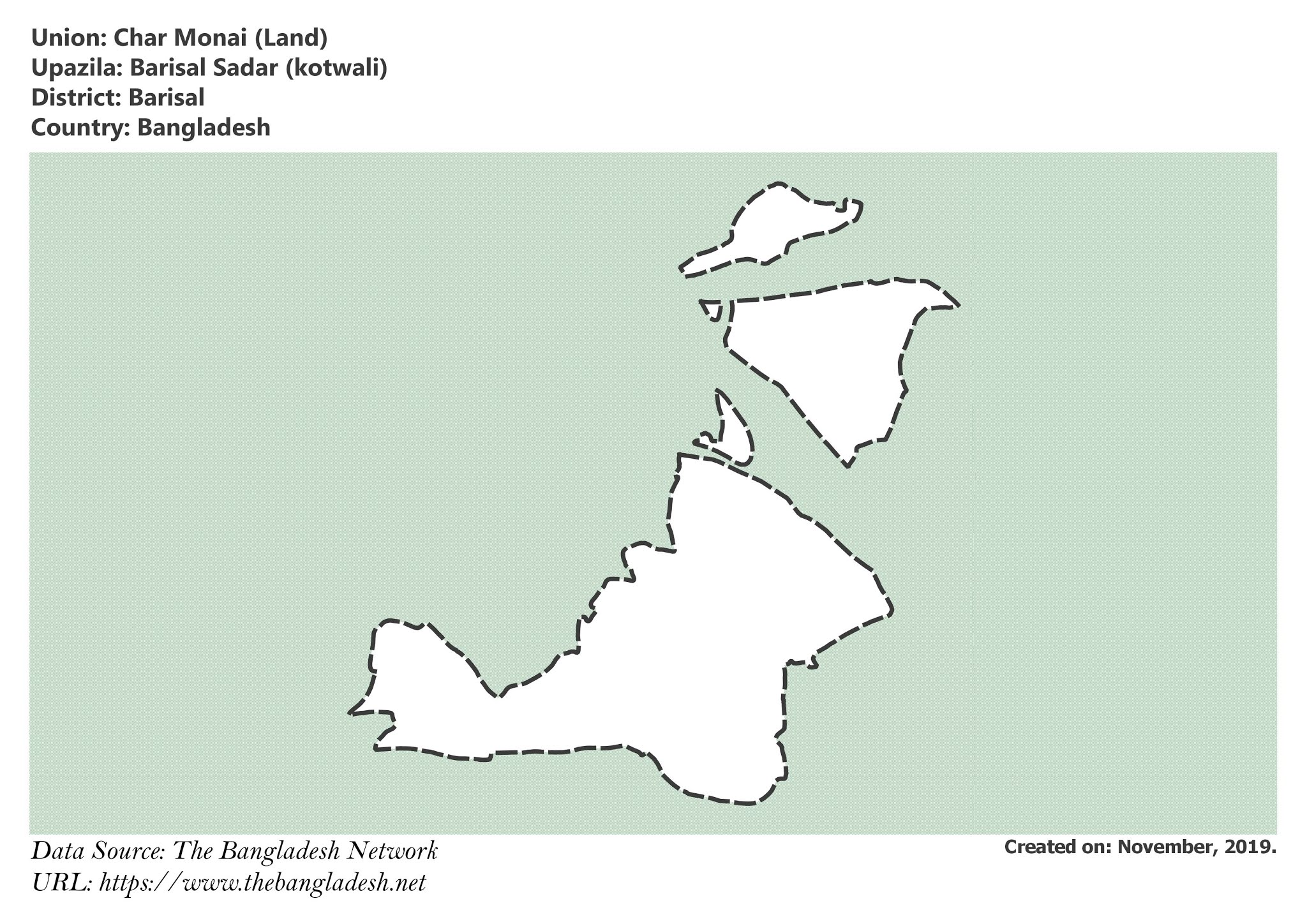 Map of Char Monai of Barisal, Bangladesh.