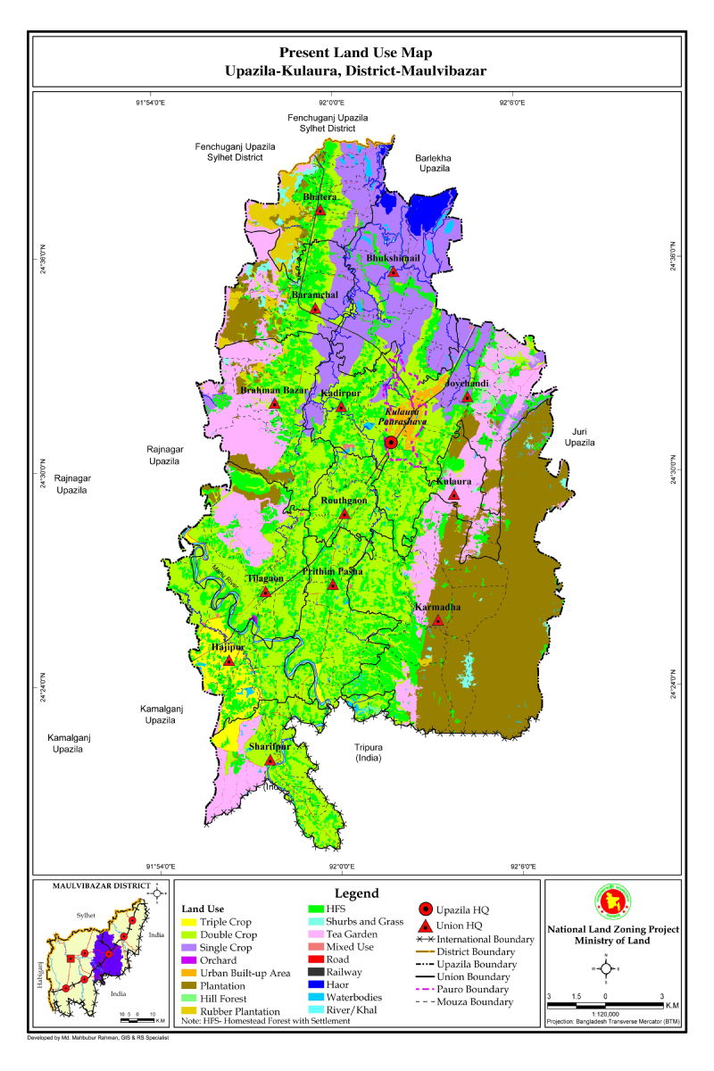 Kulaura Upazila Mouza Map Moulvibazar District Bangladesh
