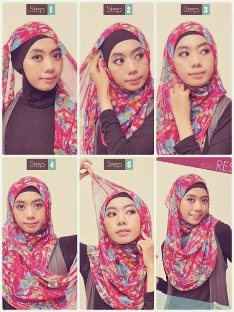 cara memakai jilbab pashmina sifon terbaru