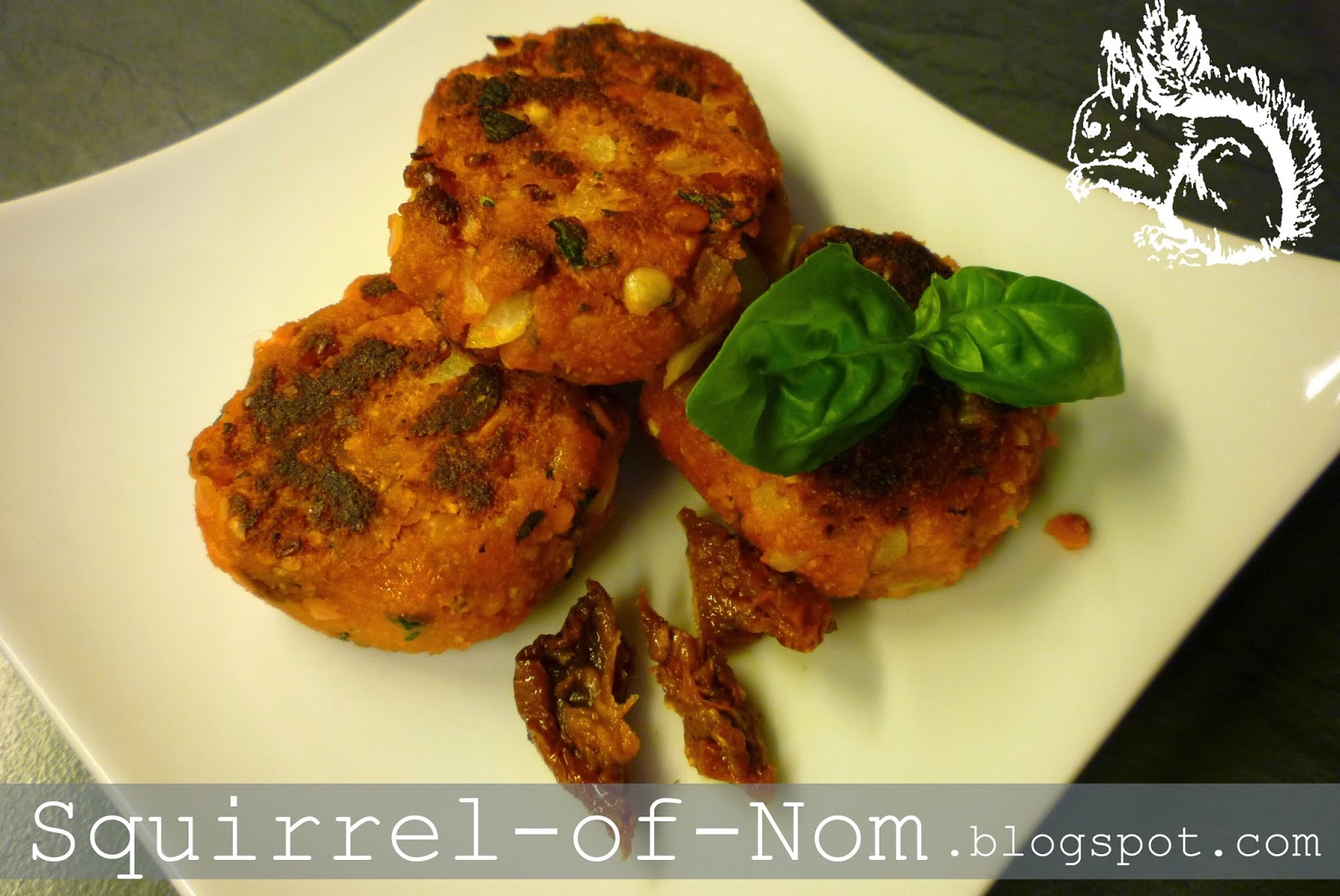 Squirrel of Nom&amp;#39;s Tasty Treats: Mediterranean Red Lentil Tomato Frikadellen