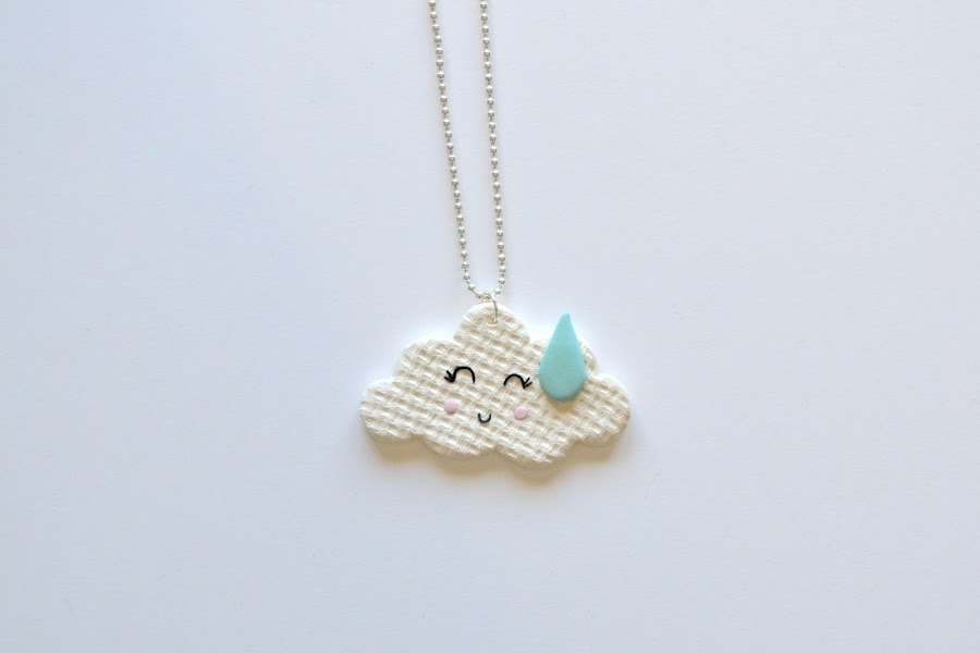 Colgante nube kawaii arcilla polimérica