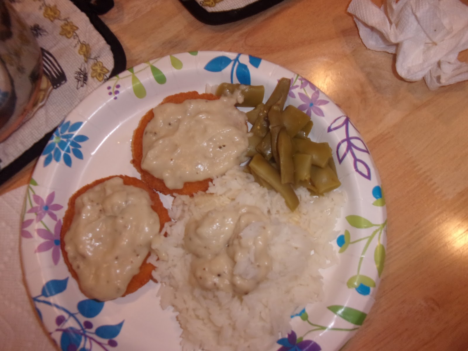 A's Recipes and More Chicken patties with rice and gravy