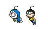 Gambar Animasi Doraemon Nobita Bergerak Baling-Baling Bambu Terbang