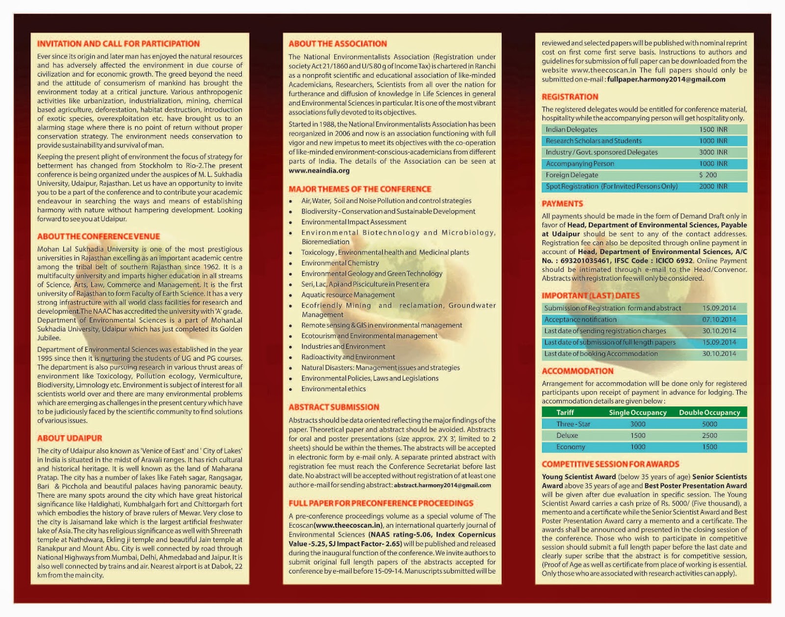 Shelford Tutorials: NATIONAL CONFERENCE ON HARMONY WITH NATURE IN CONTEXT OF ENVIRONMENTAL ...