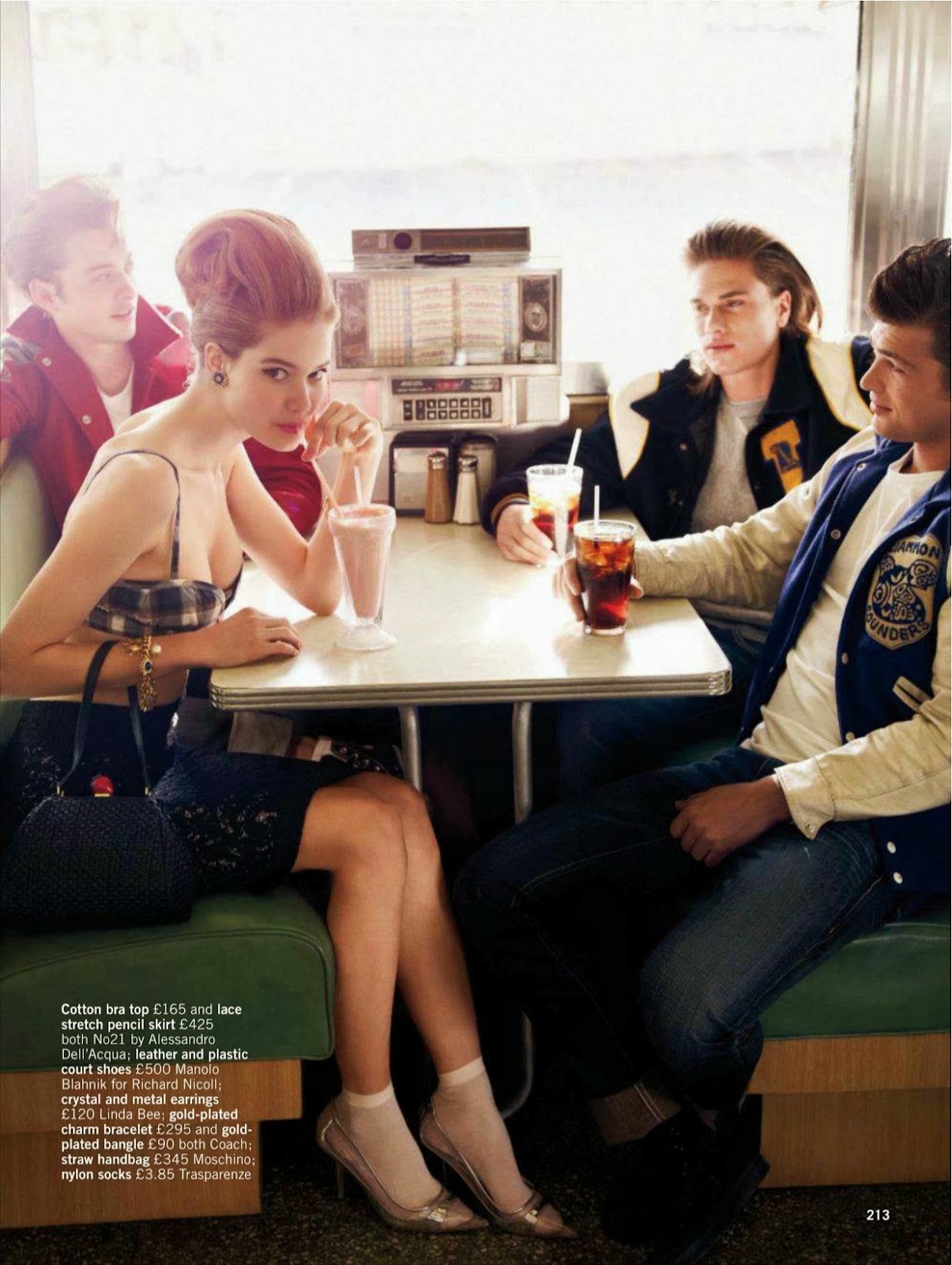 Chic 50s style fashion editorial with Teddy Boys in Glamour UK magazine