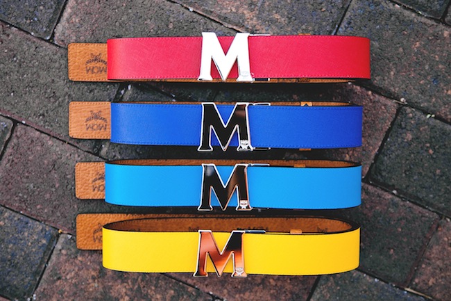 mcm belt blue and red