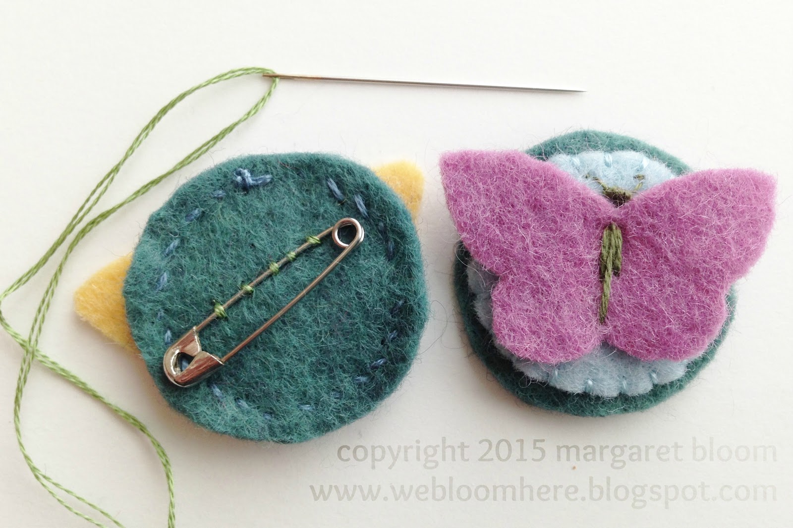 we bloom here making butterfly brooches