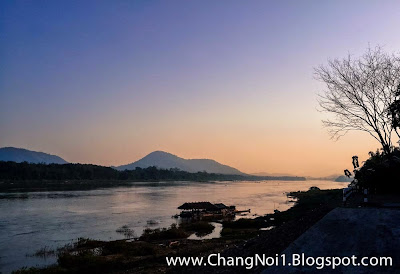 Sunset over the Mekong River at Pak Lay in Laos Traveling in Laos & Thailand