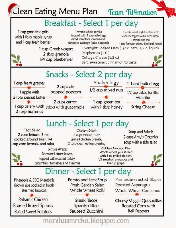 Printable Clean Eating Meal Plan